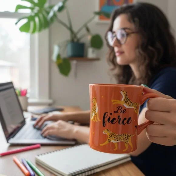 Be Fierce: The Cheetah Print Mug for Your Daily Motivation - Picture 3 of 4